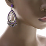 Mi Amore Drop-Dangle-Earrings Purple/Silver-Tone