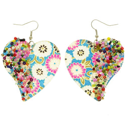 Mi Amore Heart Flower Dangle-Earrings Multicolor