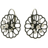 Mi Amore Flower Dangle-Earrings Black/Silver-Tone