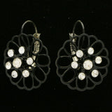 Mi Amore Flower Dangle-Earrings Black/Silver-Tone