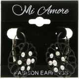 Mi Amore Flower Dangle-Earrings Black/Silver-Tone