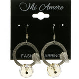 Mi Amore Leaf Drop-Dangle-Earrings Silver-Tone/Yellow