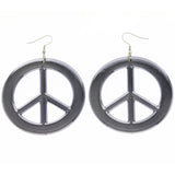 Mi Amore Peace Sign Dangle-Earrings Gray/Silver-Tone