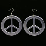 Mi Amore Peace Sign Dangle-Earrings Gray/Silver-Tone