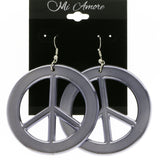 Mi Amore Peace Sign Dangle-Earrings Gray/Silver-Tone