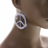 Mi Amore Peace Sign Dangle-Earrings Gray/Silver-Tone