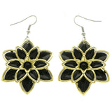 Mi Amore Flower Dangle-Earrings Black/Gold-Tone