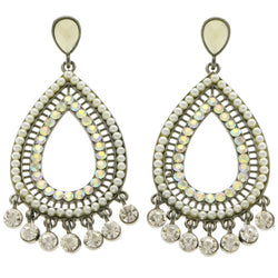 Mi Amore Drop-Dangle-Earrings Silver-Tone/White