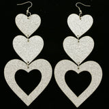 Mi Amore Heart Drop-Dangle-Earrings Silver-Tone