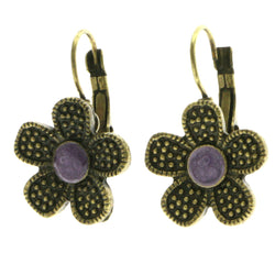 Mi Amore Flower Dangle-Earrings Bronze-Tone/Purple