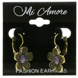 Mi Amore Flower Dangle-Earrings Bronze-Tone/Purple