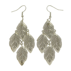 Mi Amore Leaf Drop-Dangle-Earrings Silver-Tone