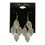 Mi Amore Leaf Drop-Dangle-Earrings Silver-Tone