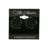 Mi Amore Flower Post-Earrings Black/Silver-Tone