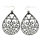 Mi Amore Flower Dangle-Earrings Black/Silver-Tone