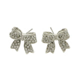 Mi Amore Bow Post-Earrings Silver-Tone