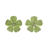 Mi Amore Flower Post-Earrings Green/Silver-Tone