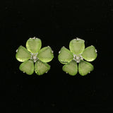 Mi Amore Flower Post-Earrings Green/Silver-Tone