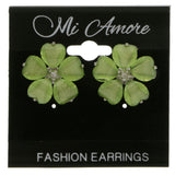 Mi Amore Flower Post-Earrings Green/Silver-Tone