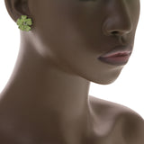 Mi Amore Flower Post-Earrings Green/Silver-Tone