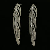 Mi Amore Feather Dangle-Earrings Silver-Tone