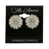Mi Amore Flower Post-Earrings White/Gold-Tone