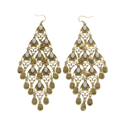 Mi Amore Drop-Dangle-Earrings Gold-Tone/White