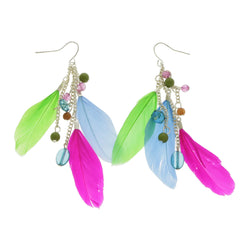 Mi Amore Feather Drop-Dangle-Earrings Multicolor