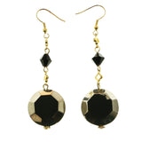 Mi Amore  Acrylic Gem Dangle-Earrings Gold-Tone/Dark-Silver