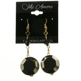 Mi Amore  Acrylic Gem Dangle-Earrings Gold-Tone/Dark-Silver