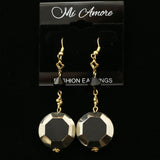 Mi Amore  Acrylic Gem Dangle-Earrings Gold-Tone/Dark-Silver