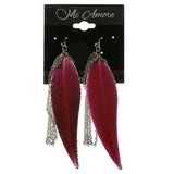 Mi Amore Feather Dangle-Earrings Silver-Tone/Pink