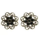 Mi Amore Black Acrylic Crystals Post-Earrings Silver-Tone/Black