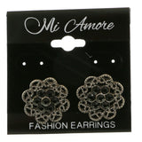 Mi Amore Black Acrylic Crystals Post-Earrings Silver-Tone/Black