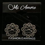 Mi Amore Black Acrylic Crystals Post-Earrings Silver-Tone/Black