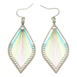 Mi Amore Multi Colored String Dangle-Earrings Silver-Tone/Multicolor