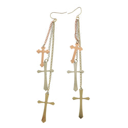 Mi Amore Cross Drop-Dangle-Earrings Gold-Tone/Silver-Tone