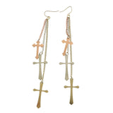 Mi Amore Cross Drop-Dangle-Earrings Gold-Tone/Silver-Tone