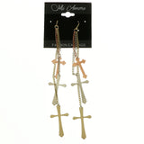 Mi Amore Cross Drop-Dangle-Earrings Gold-Tone/Silver-Tone