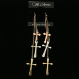 Mi Amore Cross Drop-Dangle-Earrings Gold-Tone/Silver-Tone