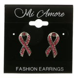 Mi Amore Pink Acrylic Gems Post-Earrings Silver-Tone/Pink