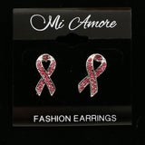 Mi Amore Pink Acrylic Gems Post-Earrings Silver-Tone/Pink