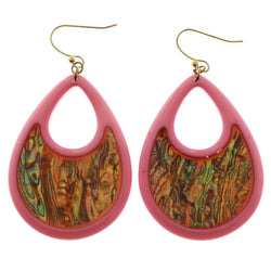 Mi Amore Petrified Wood Look Dangle-Earrings Gold-Tone/Pink