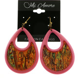 Mi Amore Petrified Wood Look Dangle-Earrings Gold-Tone/Pink