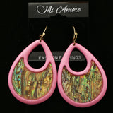 Mi Amore Petrified Wood Look Dangle-Earrings Gold-Tone/Pink