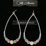 Mi Amore Colored Acrylic Crystals Dangle-Earrings Silver-Tone/Pink