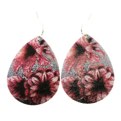 Mi Amore Floral Design Dangle-Earrings Silver-Tone/Pink