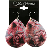 Mi Amore Floral Design Dangle-Earrings Silver-Tone/Pink