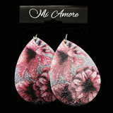 Mi Amore Floral Design Dangle-Earrings Silver-Tone/Pink