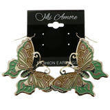 Mi Amore Butterfly Dangle-Earrings Silver-Tone/Green